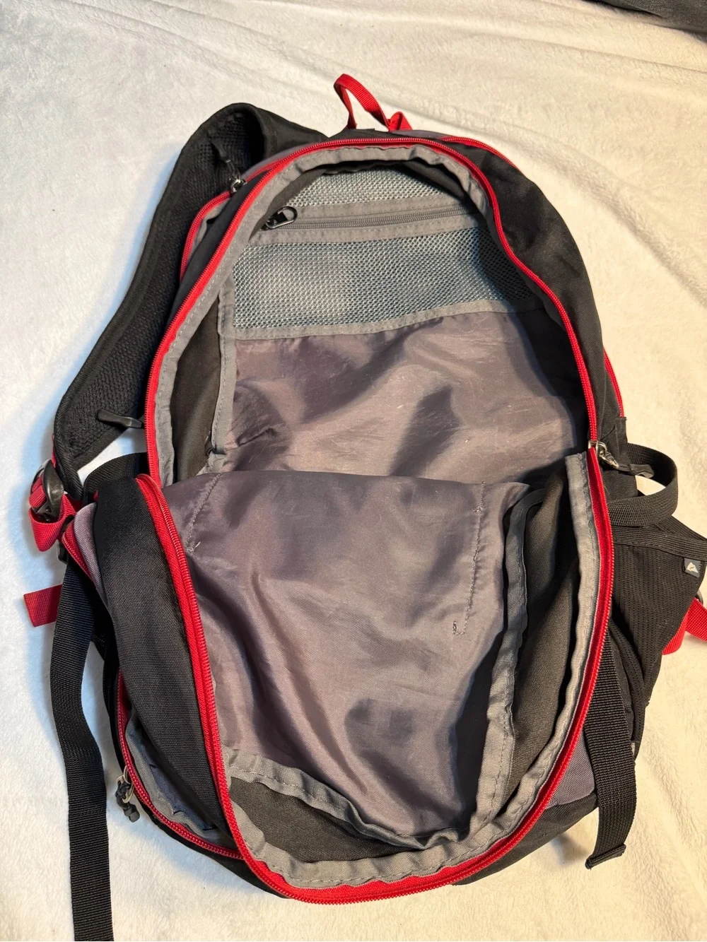 Ozark Trail Gray and Red Men's Backpack with Multiple Compartments
